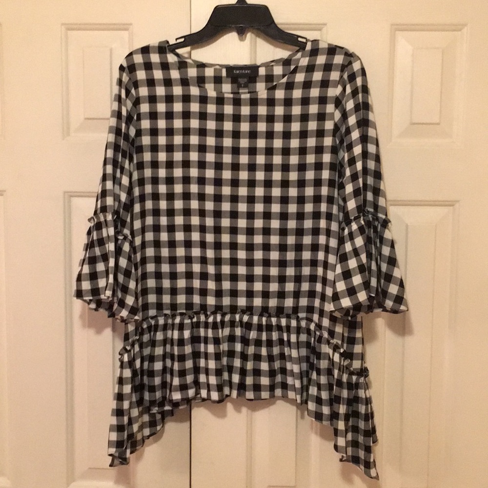 Gingham Check Ruffle Hem Top - Picture 4 of 8